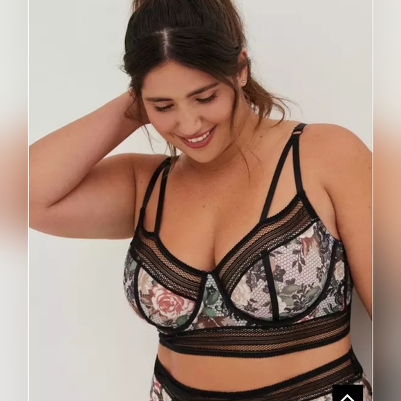 Nwt Torrid Sz 0x Floral Underwire Bralette - Black Lace Pin-up Sheer And Sexy! - Picture 3 of 5